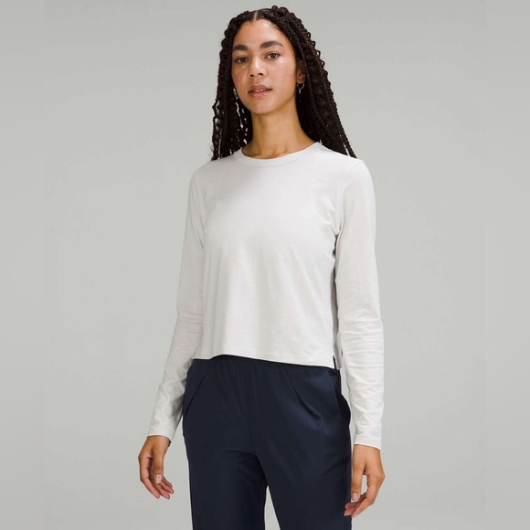 Lululemon Athletica White Long Sleeve Crop Tee - Picture 1 of 4
